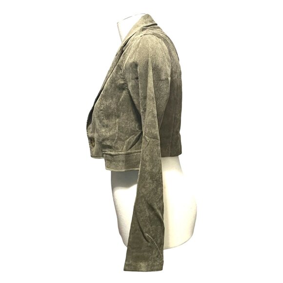 Uniq NWT Corduroy Open Front Collared Blazer Sz Small Womens Green Long Sleeve - Picture 2 of 11